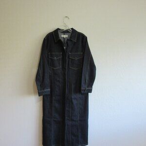 ZARA Blue Denim XL Long Sleeve Midi Dress NWT